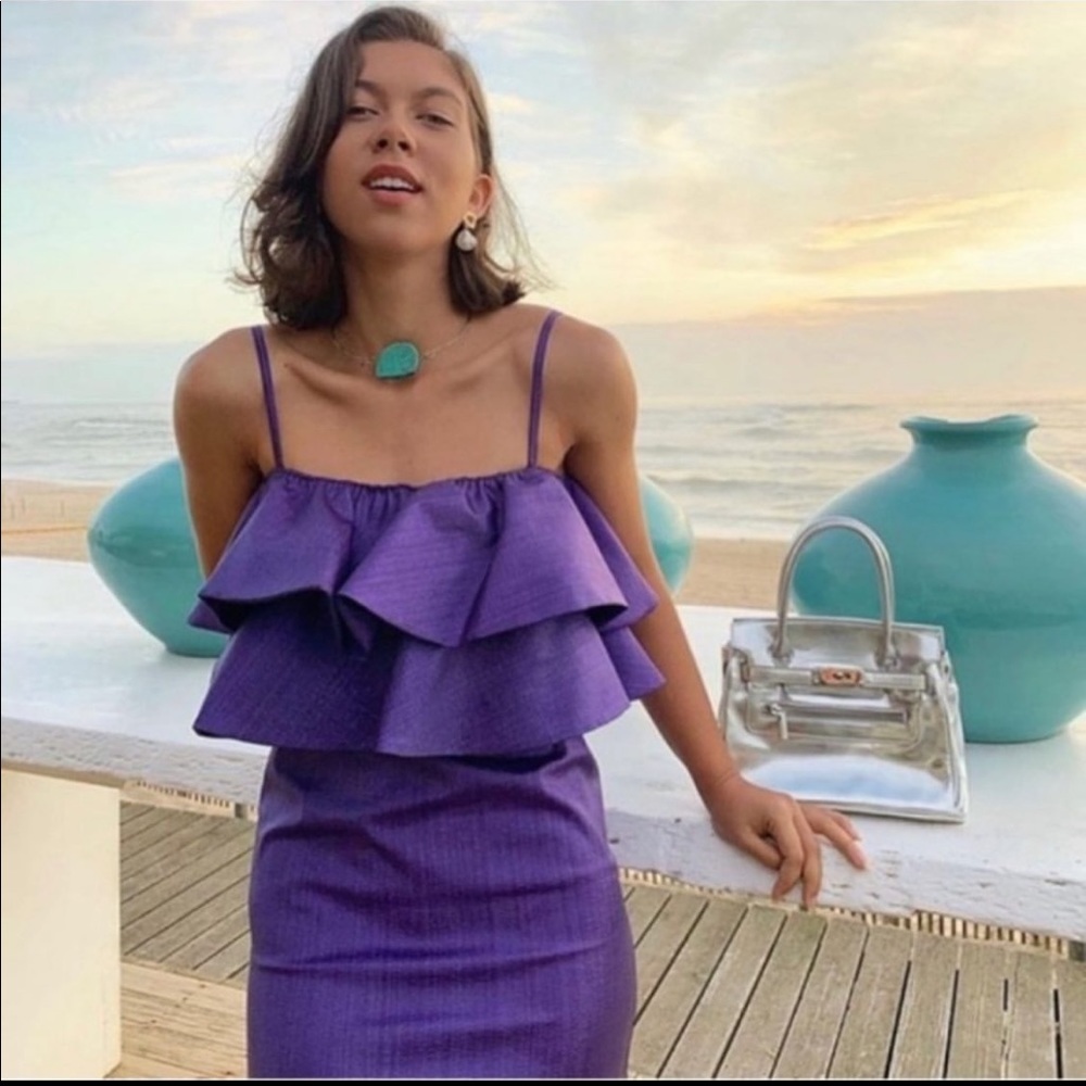 ZARA PURPLE RUFFLE DRESS - Picture 3 of 10